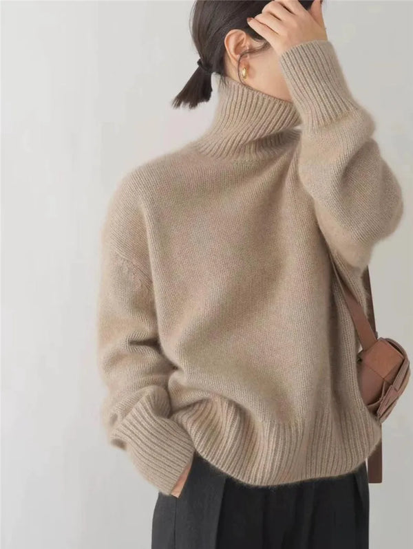 Women's Rollneck Sweater Semi-Fit Soft Knit