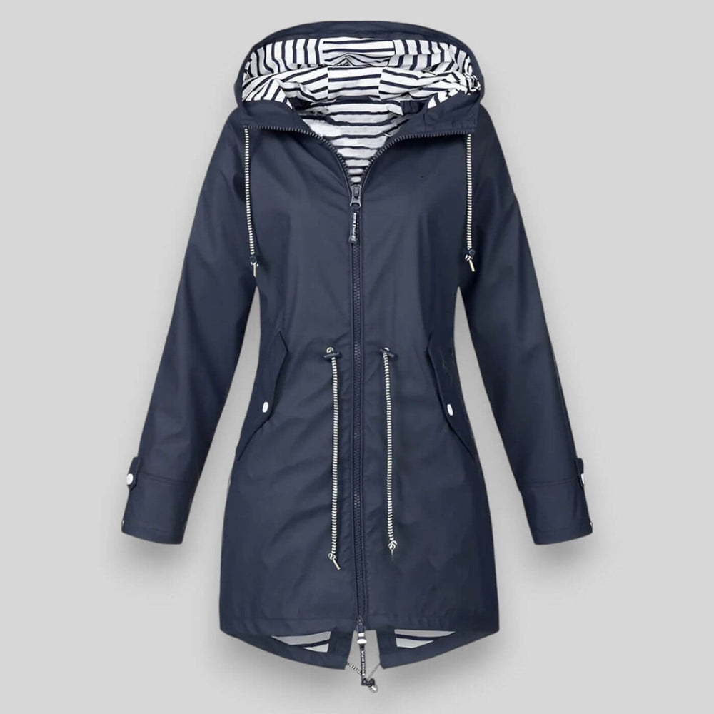 Chaqueta impermeable para mujer con capucha ajustable