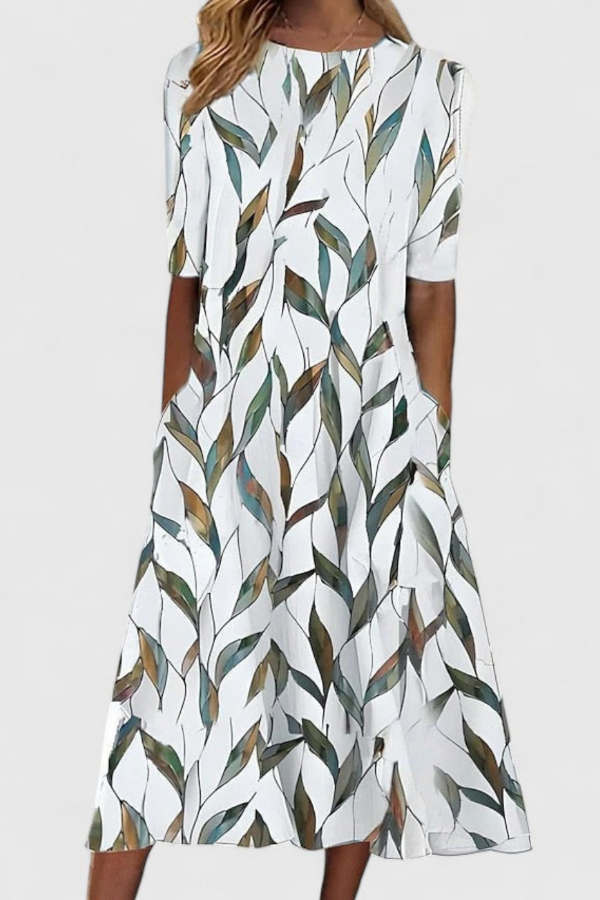 Vestido midi con estampado floral para mujer y mangas tres cuartos