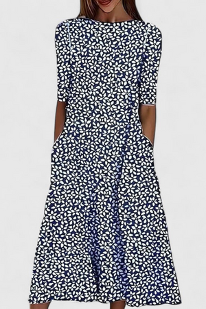 Vestido midi con estampado floral para mujer y mangas tres cuartos