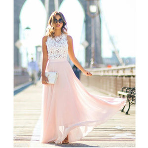 Elegant Lace Bodice Maxi Dress