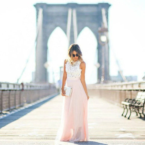 Elegant Lace Bodice Maxi Dress