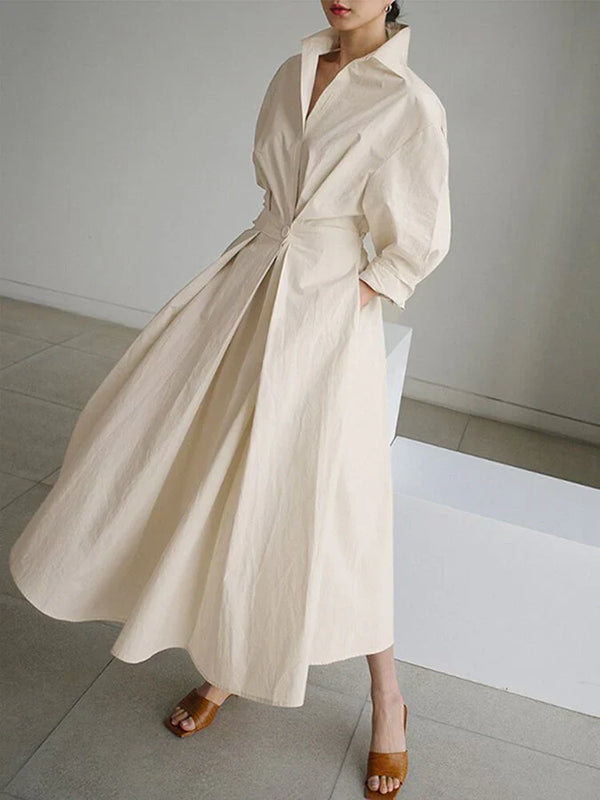 Vestido camisa plisado con estilo