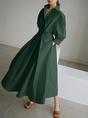 Vestido camisa plisado con estilo