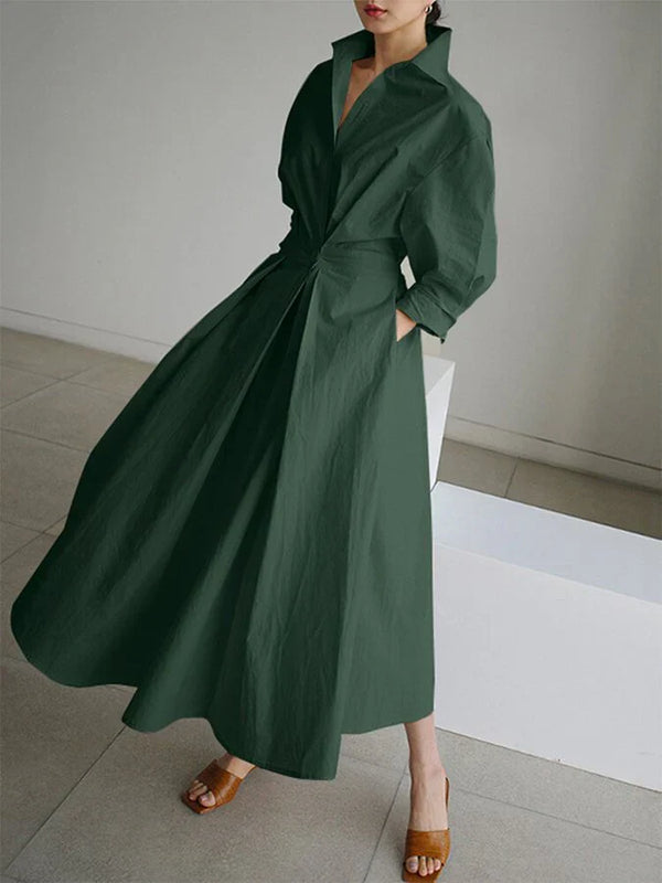 Vestido camisa plisado con estilo