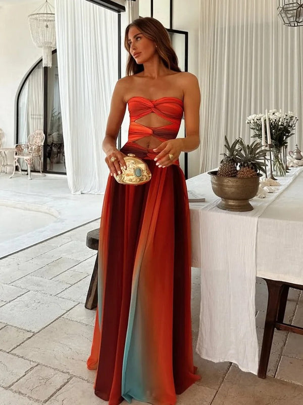 Elegant Hollow-Out Maxi Dress