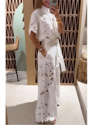 Charming Floral Cut-Out Palazzo Set