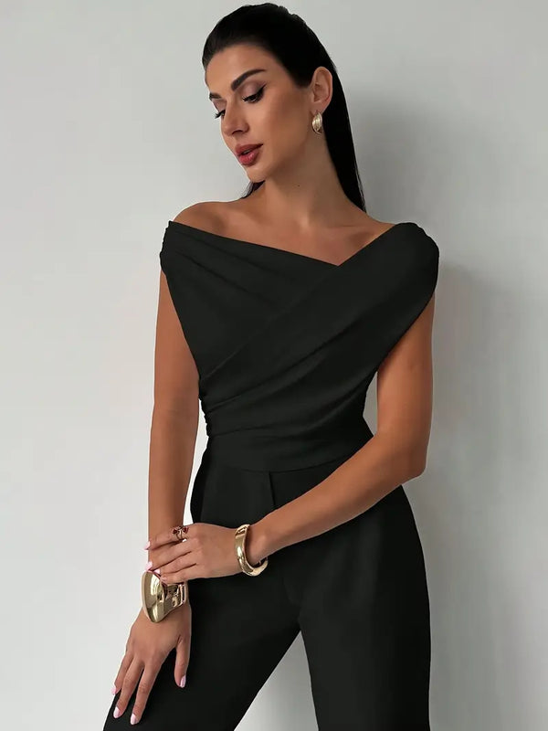 Elegant Draped Shoulder Top