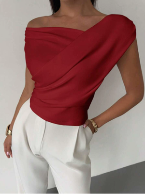 Elegant Draped Shoulder Top