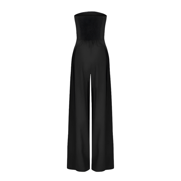 Mono elegante sin tirantes y de pierna ancha