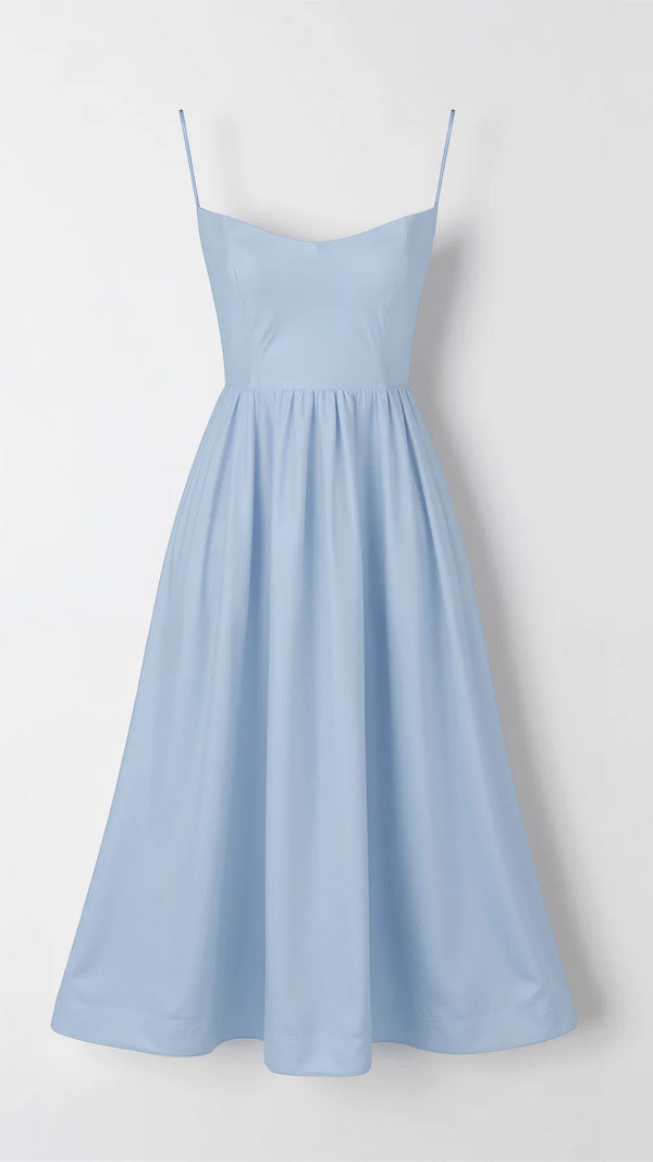 Women's Spaghetti Strap Midi Dress with Wrap-Style Skirt