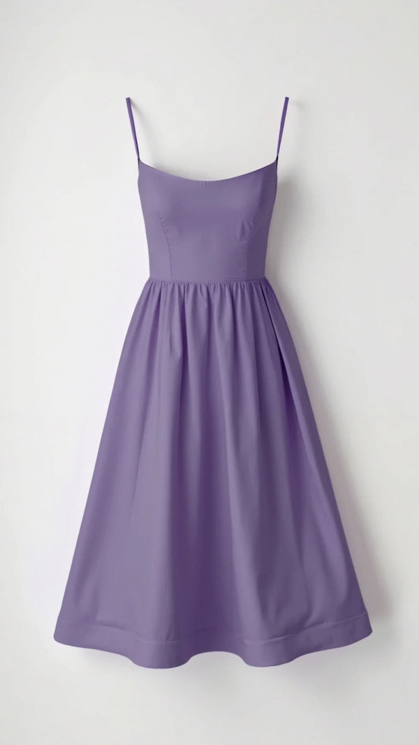 Women's Spaghetti Strap Midi Dress with Wrap-Style Skirt