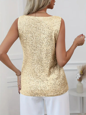 Sparkling V-Neck Glitter Top