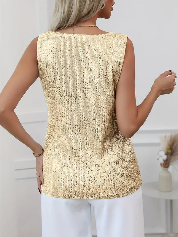 Sparkling V-Neck Glitter Top