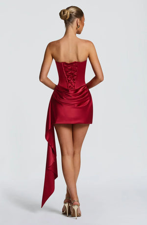 Women's Strapless Satin Bodycon Party Mini Dress