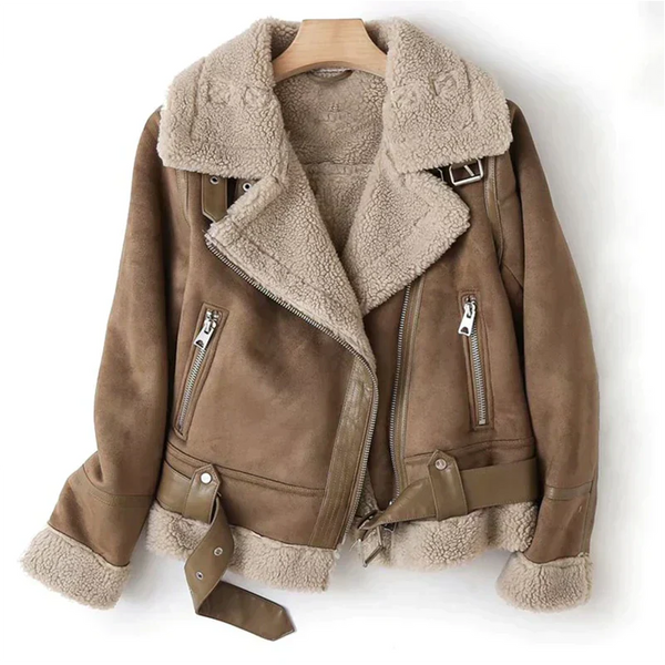 Women's Faux Shearling Biker Jacket
