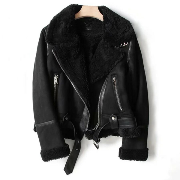 Women's Faux Shearling Biker Jacket
