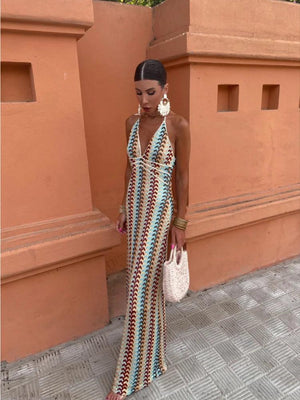 Elegant Sleeveless Halter Summer Dress