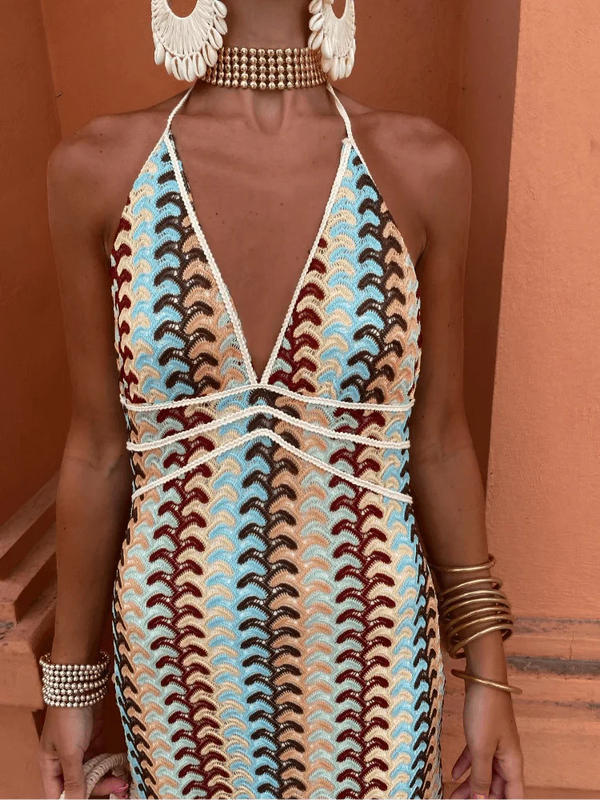 Elegant Sleeveless Halter Summer Dress