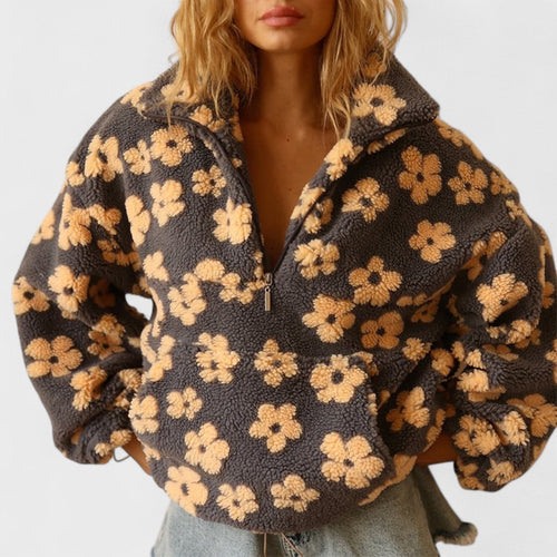 Women's Polar Fleece Pullover with Floral Print