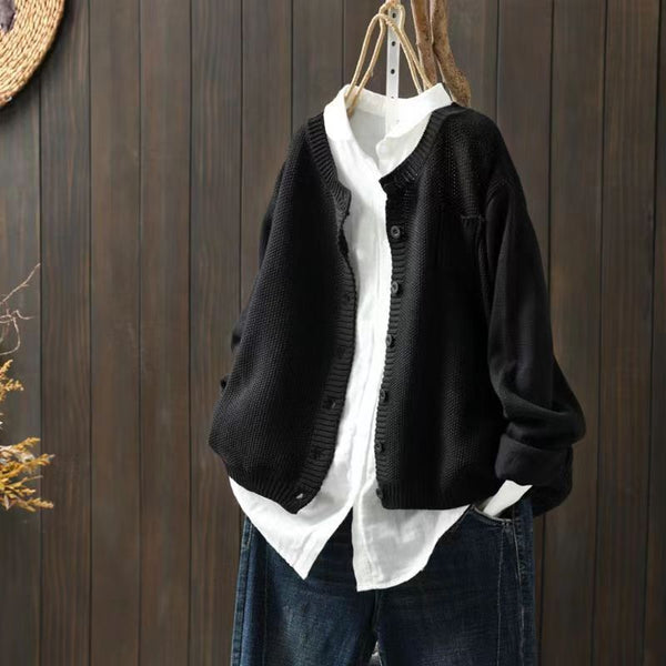 Women's Oversized Knit Cardigan with Patch Pocket