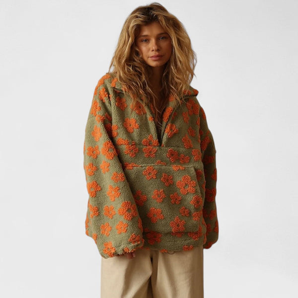 Women's Polar Fleece Pullover with Floral Print