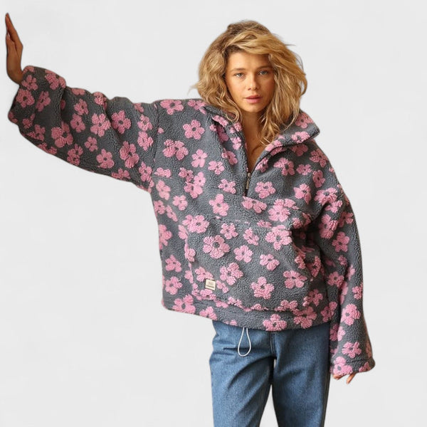 Women's Polar Fleece Pullover with Floral Print