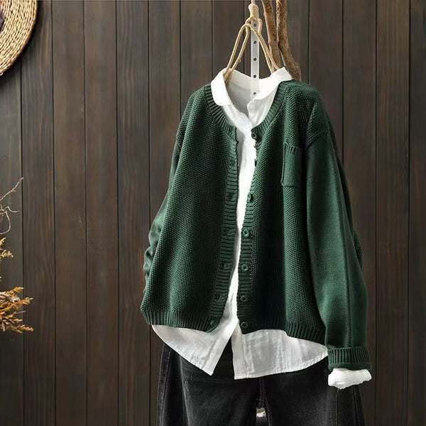 Women's Oversized Knit Cardigan with Patch Pocket
