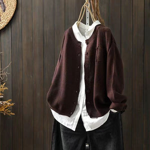 Women's Oversized Knit Cardigan with Patch Pocket