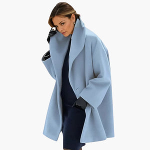 Elegant Mid-Length Women's Coat Wide Collar
