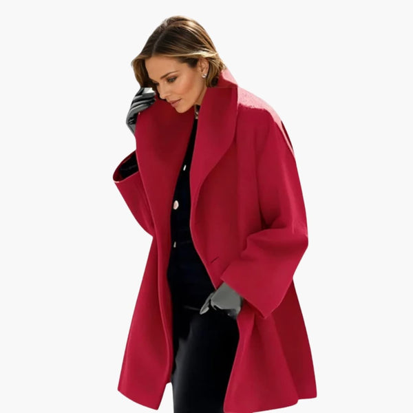 Elegant Mid-Length Women's Coat Wide Collar