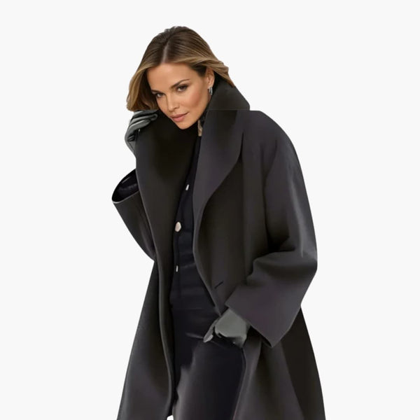 Elegant Mid-Length Women's Coat Wide Collar