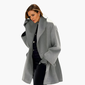 Elegant Mid-Length Women's Coat Wide Collar