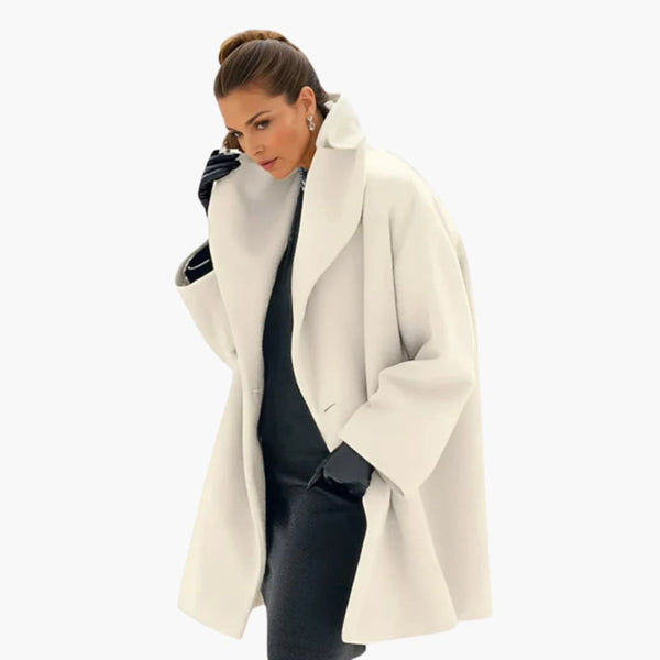 Elegant Mid-Length Women's Coat Wide Collar