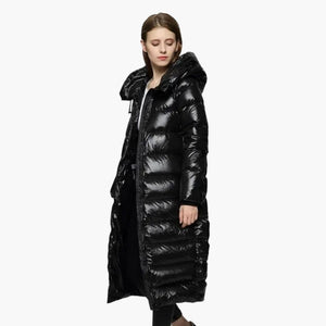 Women's Long Hooded Quilted Puffer Coat