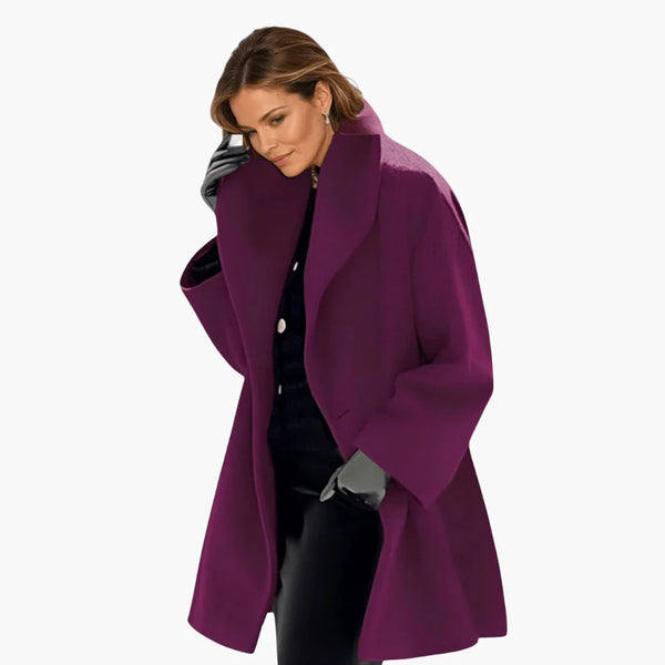Elegant Mid-Length Women's Coat Wide Collar