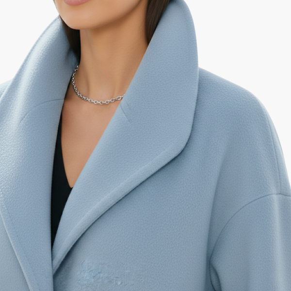 Elegant Mid-Length Women's Coat Wide Collar