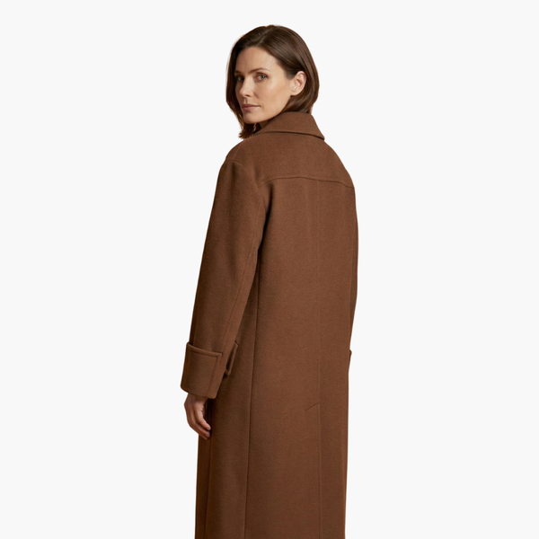 Elegant Long Coat With Notch Lapel And Button Closure