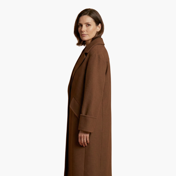 Elegant Long Coat With Notch Lapel And Button Closure