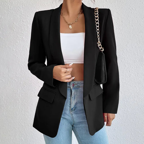 Women's Open-Front Tailored Blazer with Long Sleeves