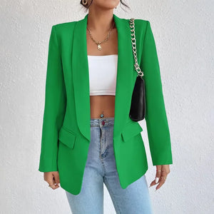 Women's Open-Front Tailored Blazer with Long Sleeves