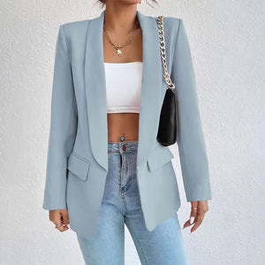 Women's Open-Front Tailored Blazer with Long Sleeves