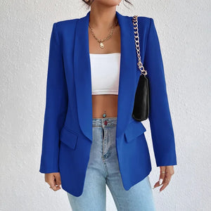 Women's Open-Front Tailored Blazer with Long Sleeves