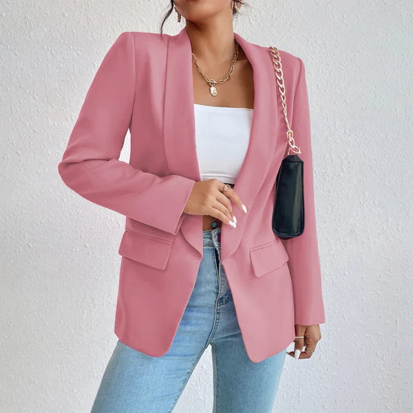 Women's Open-Front Tailored Blazer with Long Sleeves