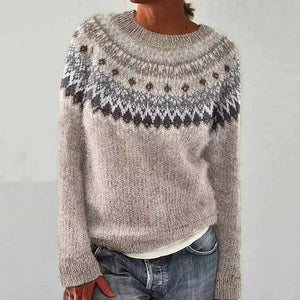 Cozy Fair Isle Winter Crew Neck Women's Sweater