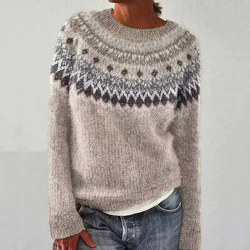 Cozy Fair Isle Winter Crew Neck Women's Sweater