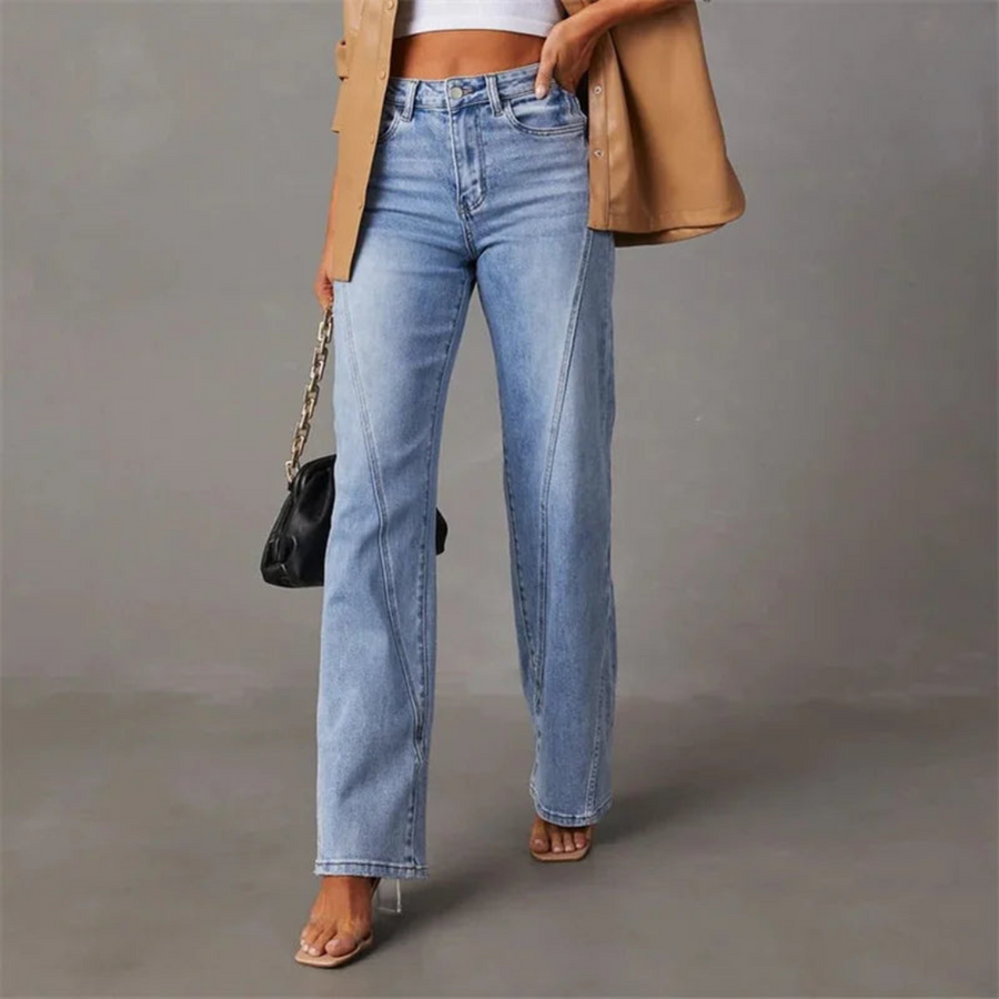Zoe - Jeans de mezclilla de pierna ancha y cintura alta