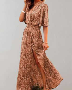 Vestido largo estampado para mujer con escote cruzado