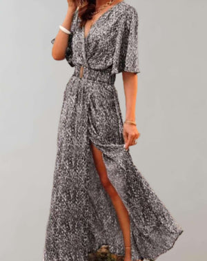 Vestido largo estampado para mujer con escote cruzado
