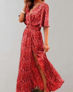 Vestido largo estampado para mujer con escote cruzado